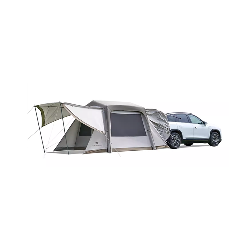 Integrated inflatable currus cauda tabernaculi folding cuniculum